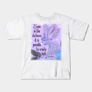 Magical Sapphic Fairy Vintage Art with Elie Wiesel Quote Kids T-Shirt